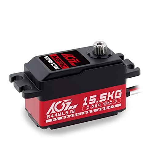 AGFRC B44BLS V2 15.5KG 0.060s Low-Profile RC Servo | 0.060s/60°, 8.4V HV, Brushless, Programmable, Titanium Gear, 2BB, for 1/10-1/12 RC Cars, Trucks, Planes, 48g