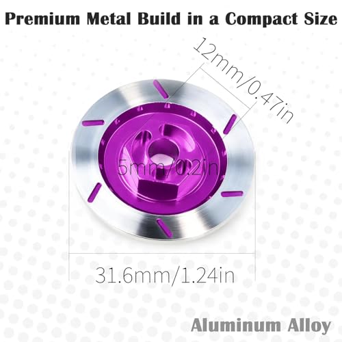 Brake Discs with 12mm Hex Hub for 1/10 Scale RC Cars - Aluminum Alloy Upgrade Kit for Drift, On-Road Car - CNC Machined Performance Part with Anodized Finish Purple - color: Purple