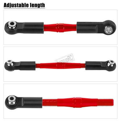 RC Adjustable Turnbuckles Camber Upgrades Part for 1/8 Typhon 4WD 3S MEGA 550 BLX,1/10 Big Rock 4X4 V3 3S BLX RC Car,Tie Rod Set Link Linkage Rod,Adjustable Links Steering Links,6PCS(Red). - color: Red(6pcs)