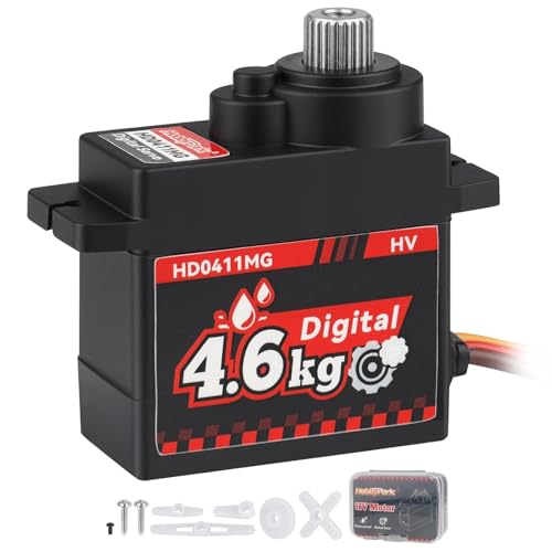 HobbyPark Waterproof 12g Servo Micro Servo Motor Metal Gear Arduino Servo 4.6kg High Torque Digital Servo Mini Servo for Axial SCX24 AX24 1/24 RC Crawler Car RC Airplane RC Boat RC Robotics