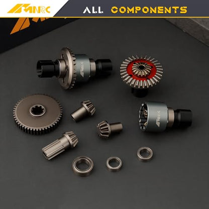 Alloy Front Rear Differential Diff & Spur Input Gear Kit for HyperGO 1/16 H16BM H16PL H16GT H16DR 16207 16208 16209 16210 1/14 H14BM 14209 14210 14301 14303 Upgrades Part Gray - color: Gray