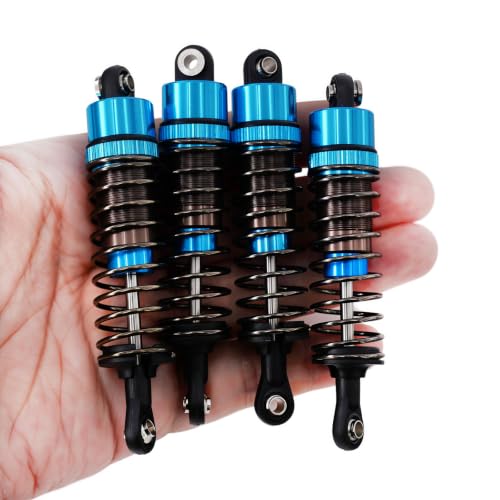 4PCS Oil Filled RC Shocks for 1/10 RC Cars, Adjustable Aluminum Shock Absorbers for Buggy Truggy Touring Drift Cars Monster Trucks (Blue 75mm)
