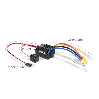 60A Brushed ESC 2-3S Electronic Speed Controller Waterproof ESC for 370 380 540 550 Brushed Motor 1/10 Remote Control Car Truck (Black) - color: Black
