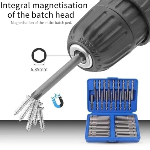 50Pcs Extra Long Security Bit Set,Screwdriver Bit Set, Extra Long Magnetic Driver Kit CR-V ABS Screwdriver Bit, Square Flat Hex Spline Clutch Torq Multi Sizes Screwdriver Bits