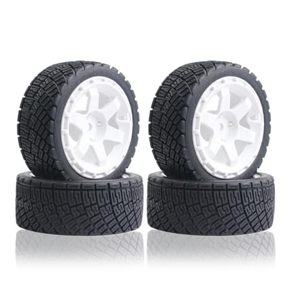 Lifehead 67mm RC On-Road Rally Car Tires and Wheels for 1/10 RC On-Road Touring Drift Car HSP Tamiya XV01 TT01 TT02B HPI Kyosho FAZER MK2 /12mm Hex - color: White a