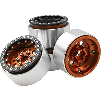 4Pack ShareGoo Aluminum Alloy 1.9" Beadlock Wheel Rims Hubs Compatible with Traxxas TRX4 Axial SCX10 RCAWD D90 D110 Tamiya CC01 1/10 RC Crawler Car (Orange) - color: Orange