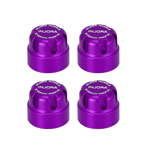 INJORA M2 Wheel Lock Nuts with Aluminum Cap for 1/24 RC Crawlers (Purple) - color: Purple