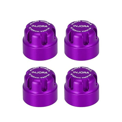 INJORA M2 Wheel Lock Nuts with Aluminum Cap for 1/24 RC Crawlers (Purple) - color: Purple