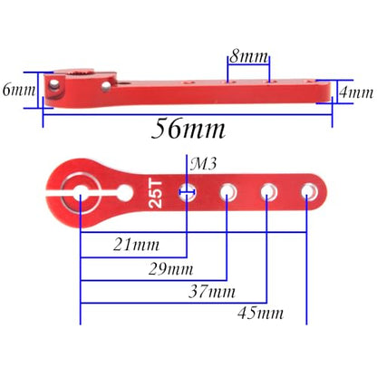 2Pcs ShareGoo 25T Servo Horn 56mm Metal 25 Teeth Extension Steering Servo Arm Compatible with 30-100CC Balsa Airplanes RC Plane Helicopter Car (Red) - color: Red