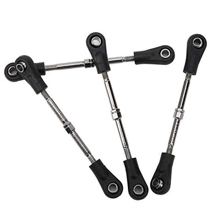 4pcs Rear Upper Linkage Rod for /10 RC Car, Metal Steering Tie Rod Pull with M3 Hex Screw, 68-77mm Length, Wear Suspension Upgrade Parts for RC Truck