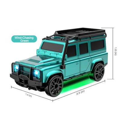 1/64 4WD Mini RC Off-Road Drift Car, 2.4G Crawler Vehicle with LED | High Speed Brushless Motor, Dual-Speed Mode, 30m Control Distance, Gift for RC Enthusiasts - color: Turquoise