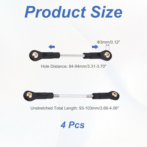 MECCANIXITY 2Pcs Adjustable Turnbuckles Camber Links, 84-94mm Turnbuckle Rod Steering Servo Linkage with M3 Ball Head Rod Ends for RC Car Replace Parts DIY - size: 84-94mm