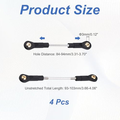 MECCANIXITY 2Pcs Adjustable Turnbuckles Camber Links, 84-94mm Turnbuckle Rod Steering Servo Linkage with M3 Ball Head Rod Ends for RC Car Replace Parts DIY - size: 84-94mm