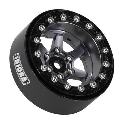 INJORA 1.3" Aluminium -5.25mm Offset Beadlock Wheels for 1/24 1/18 RC(Grey) - color: Grey