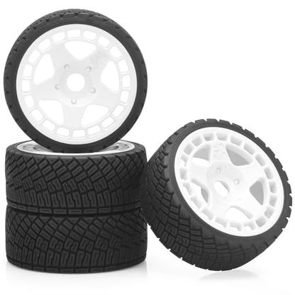 1/8 1/7 RC On Road Tires, daitoku 17mm Hex RC Car Tires and Wheels for 1/8 1/7 ARRMA Losi Kyosho GT2 W10 Tamiya HPI WR8 HSP - White