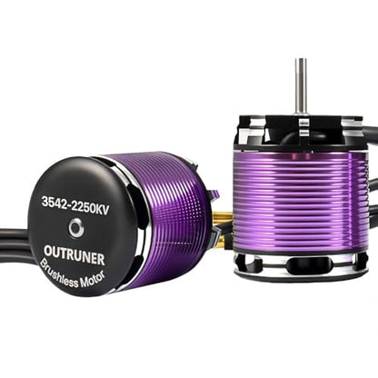 3542 Outrunner Brushless Motor with 80A AM32 ESC, 1630KV/2250KV Options, Compatible with 1/10 and 1/12 RC Crawler Cars (2250KV) - color: 2250KV