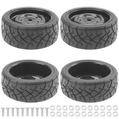 ShareGoo RC 1/10 Scale On Road Tires OD2.55 Rubber & Wheel Rims 12mm Hex Compatible with Traxxas 4 Tec 2.0 Tamiya TT01 XV01 Kyosho WR8 Sakura WLtoys HPI 1/10 RC On Road Racing Car