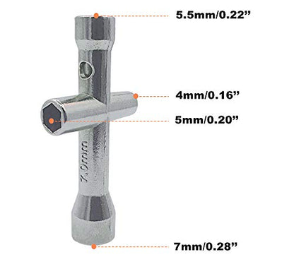 RC Multi-Function Turnbuckle Wrench & Cross Wrench for RC Repair Work | Steel RC Car Multi-Function Tool - 6 in 1 Special Wrench 3/4/5/5.5/7/8MM with Cross Wrench for 1/8 1/10 1/12 1/14 1/16 Cars
