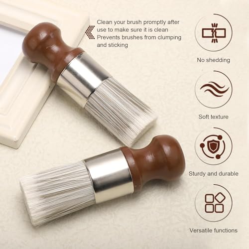 Leather Hair Brush, Soft Bristles Salve Brush for Leather Furniture, Ergonomic Wood Cleaning Brush with Comfortable Handle, Fit for Home Car (Brown)