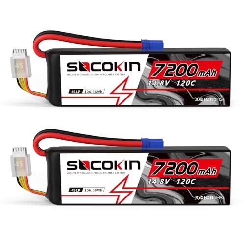 4S 7200mAh Lipo Battery 14.8V 120C Lipo Battery with EC5 Connector for Arrma Kraton RC Car RC Boat RC Racing Truck Soft Case