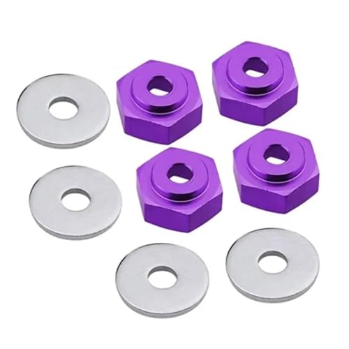 Rc Accessories For HSP 1/10 1/8 12mm To 17mm Wheel Adapter Drive Hub Combiner Hexagonal Hex Hole 6mm Parts RC Car For Buggy Monster Truck(Purple) - color: Purple