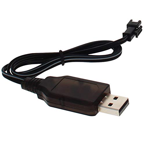 Heyiarbeit RC USB Charging Cable Nickel Cadmium Nickel Hydrogen 7.2V Adapter Cable SM-2P for RC Ni-MH Ni-CD Battery Black 1Pcs - size: SM-2P 1Pcs