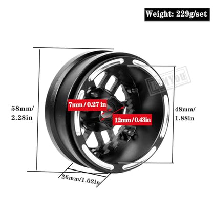 RC 1.9In Beadlock Wheels Ultra Lightweight Performance Carbon Fiber faceplate for 1/10 TRX4 TRX6 SCX10 I II III 90046 AXI03007 MST CFX D90 VS4-10 Gen8 RC Crawler Car(Black-D) - style: Black - (D)