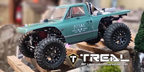 Treal 1.0 Beadlock SCX24 Wheels (4P) Classic 5-Star 1" Micro Beadlock Wheels for Axial 1/24 Deadbolt Betty C10 Gladiator Bronco 27.3g (Black-Grey) - color: Black-Grey