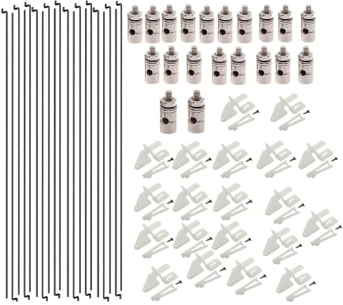 Adjustable Pushrod Connector Linkage Stopper 1.3mm + Nylon Control Horns 21x10 mm + 1.2 x 180mm Z Push Rods Parts Compatible for RC Airplane Plane Boat Replacement - color: 180mm/7.09 Inch