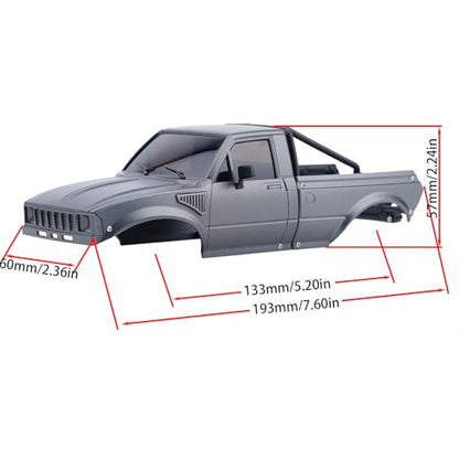 DJX SCX24 Body Shell with Bed Rack for Axial SCX24 C10 Bronco Wrangler Base Camp 1/24 RC Crawler Car (Gray) - color: Gray