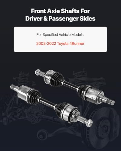 VEVOR CV Axle Shaft Assembly, 2 Pieces Front Left & Right (Driver and Passenger Side), Automotive Replacement CV Joint Axles Pair Compatible with 2003-2022 Toyota 4Runner, Alloy Steel & Carbon Steel - size: 2003-2022 Toyota 4Runner, style: Front Driver an