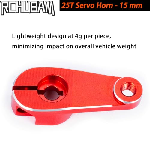 RCHUBAM Universal Aluminum 25T Servo Horn Steering‑Arm for 1/10 RC Car | 2Pcs 25T (15mm),Servo Horn with Screw for Futaba Savox Power HD HSP Servos Motor - style: 2Pcs 25T (15mm)