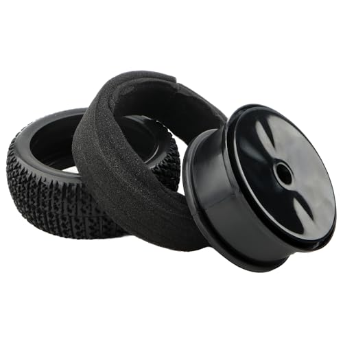 4 Pieces OD 4.4" 1/8 Scale RC Buggy Wheels & Rubber Tires 17mm Hex Rims Compatible with Arrma Typhon 3S 6S Kyosho Losi 8IGHT Traxxas Redcat HSP HPI 1/8 Scale Hobby Off Road Car Buggy (Black)