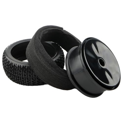 4 Pieces OD 4.4" 1/8 Scale RC Buggy Wheels & Rubber Tires 17mm Hex Rims Compatible with Arrma Typhon 3S 6S Kyosho Losi 8IGHT Traxxas Redcat HSP HPI 1/8 Scale Hobby Off Road Car Buggy (Black)