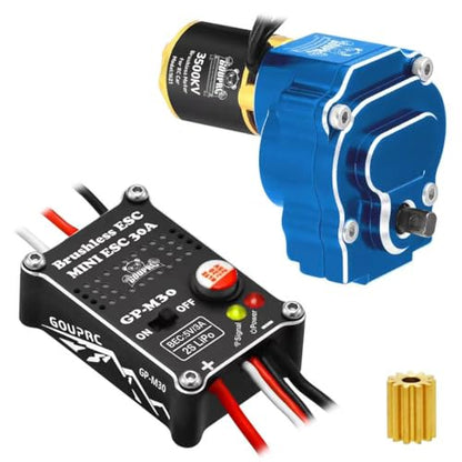 GOUPRC Upgarde 30A Brushless Esc & 1621 3500KV Brushless Outrunner Motor with Transmission for Redcat Ascent 18 1/18 RC Crawler Upgrade - style: For Redcat Blue