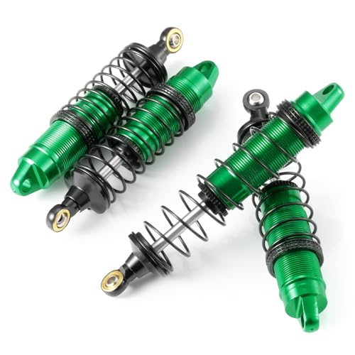 4Pcs Aluminum Front & Rear Shock Set RC Dampers，Green + Black | Upgrade Parts, For Losi 1/16 Mini-B, For Losi 1/18 Mini-T, RC Car Buggy - color: Green + Black