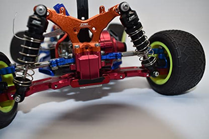 2Pc Upgrades Aluminum Rear Lower Suspension Arm Mount with 1/18 Mini-T 2.0 Stadium Truck Los01015 Rc Cars by GPM (Orange)