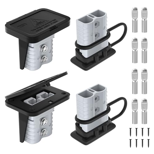 RVBOATPAT 120 Amp Battery Quick Disconnect Connector with Plug Mounting Panel Battery Cable Connector Battery Terminal Connectors Flush Mount Recessed Plate - color: Gray 120A with Plug Mounting Panel