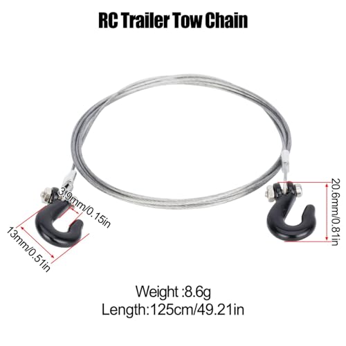 RC Tow Hook Trailer Chain,Steel Tow Rope,U Shaped Rescue Shackles 3pcs/Set for 1/10 Crawler Traxxas Trx4 Axial Scx10 90046 Wraith D90 TF2 CC01 Tamiya (Black)