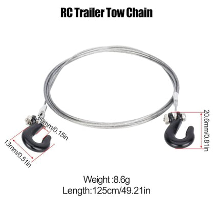 RC Tow Hook Trailer Chain,Steel Tow Rope,U Shaped Rescue Shackles 3pcs/Set for 1/10 Crawler Traxxas Trx4 Axial Scx10 90046 Wraith D90 TF2 CC01 Tamiya (Black)