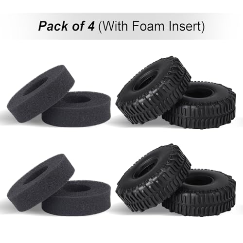 Hobbypark Soft Rubber SCX24 Mud Tires 1.0 Rock Crawler for 1/18 TRX4M 1/24 RC Crawler Axial SCX24 FMS FCX24 Enduro24 T1014 60x22mm - style: Type C