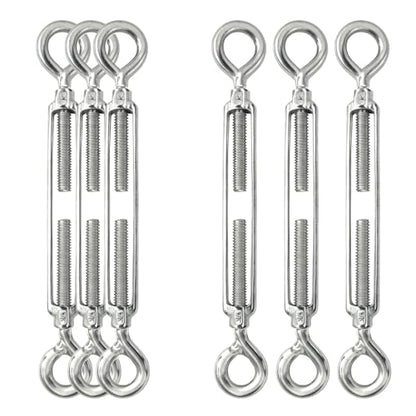 6 PCS M12 Eye and Eye Turnbuckles for Cables Wire Rope Tension | Made of 304 Stainless Steel, Corrosion Resistant , Easy to Use,822lbs Rated,Industrial Shade Sail Rigging - size: 6PCS-M12-OO