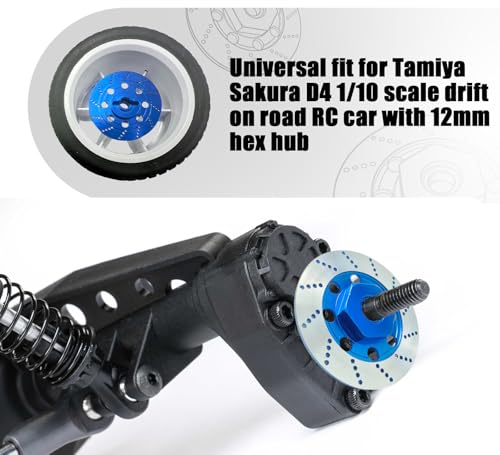 Brake Discs with 12mm Hex Hub for Tamiya Sakura D4 1/10 Scale RC Cars - Aluminum Alloy Upgrade Kit for Drift, On-Road RC Car - CNC Machined Performance Part with Anodized Finish Dark Blue - color: Dark Blue