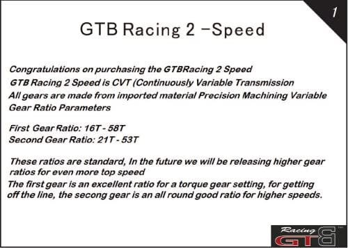 GTB Metal 2 Dual Speed System with Gear Cover Set for RC 1/5 Gasonline Car 1:5 HPI Baja 5B SS 5SC | HPI Baja 2 Speed Gear Transmission - color: 2 Speed Gear Set