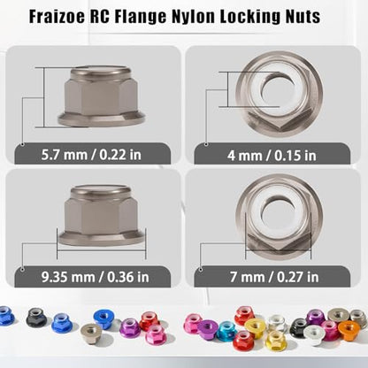 8Pcs M4 Flange Nuts Aluminum, M4-0.7mm Hex Flange Nylon Insert Lock Nuts for 1/10 Scale RC Car Traxxas Slash 4x4 2WD Stampede VXL Rustler VXL HPI Redcat Axial Racing Truck Buggy Crawler Wheels - color: Titanium, size: 8Pcs
