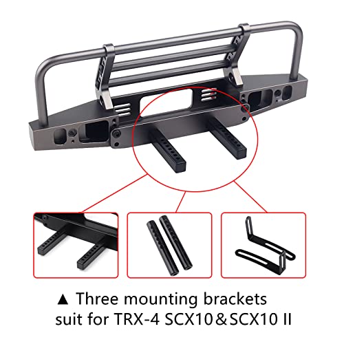 INJORA Adjustable Front Bumper for with Led Light for Axial TRX4 SCX10 SCX10 II 90046 90047 RC Car Upgrade Part(Grey) - color: Grey