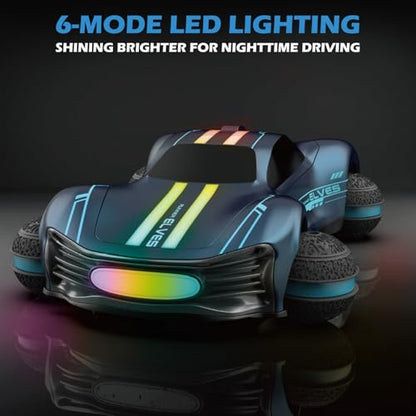 1:16 Scale RC Drift Car, 4WD Drift Stunt Car Round Wheel Concept Vehicle with All Terrain Tires, LED Lights, Christmas Birthday Gifts for Teen Adults - color: Gray, size: 1 Battery