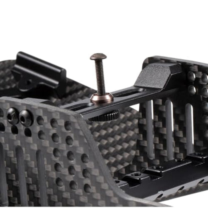 H4 1/10 Carbon LCG Chassis Kit with Injection Molded Rear Trunk Bucket, Sliders Delrin Skid Plate, Dual Servo Mount for SCX10 AR44 AR45 Capra F9 TRX4