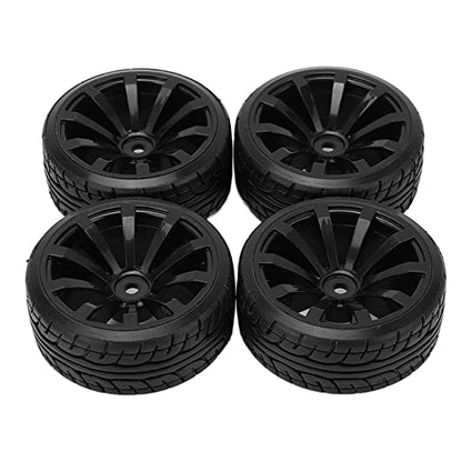 1/10 RC Drift Car Tires Hard Rubber Tyre Set for TT02 On Road Drifting Car Black 62mm Diameter 26mm Width 12mm Hex Coupler 4PCS