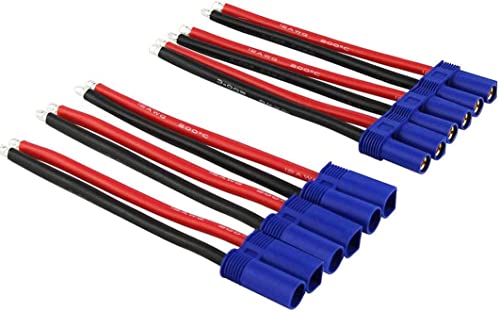 3Pairs EC5 Connectors Male & Female 5.0mm Banana Connector Plug 12 AWG 10cm Soft Silicone Wire Cable for RC Airplane Quadcopter FPV Drone Lipo Battery ESC - style: EC5